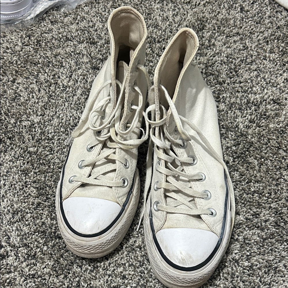 Converse Cream Platform Sneakers